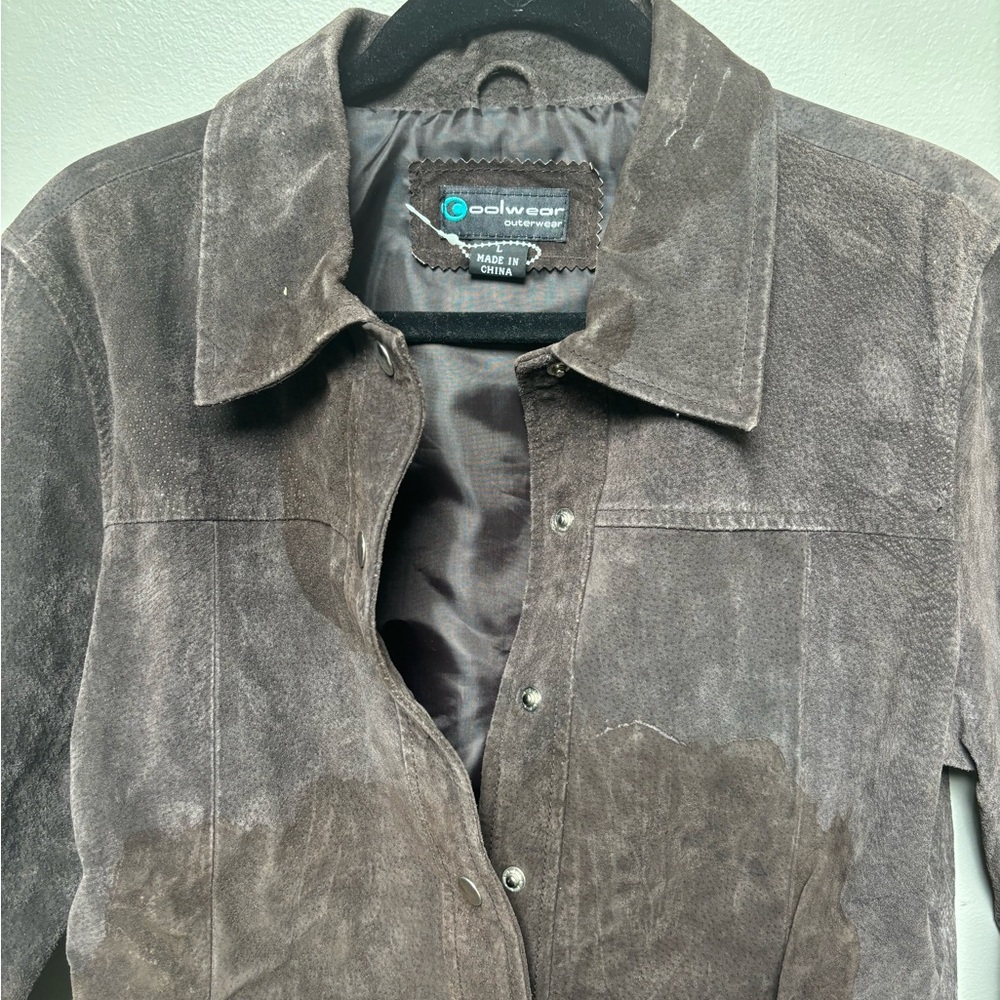 Western Leather brown  fringe snap jacket boho Stagecoach cowboy festival - Picture 3 of 16